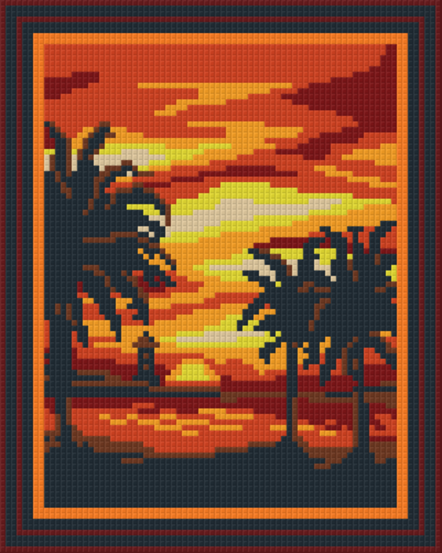 Palm Tree Sunset Four [4] Baseplate PixelHobby Mini-mosaic Art Kit image 0